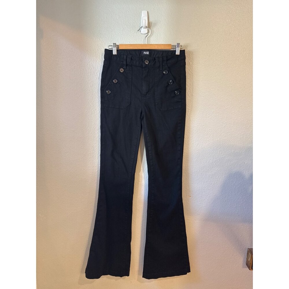 Paige Black Flared High-Waisted Button Detail Women's‎ Pants Size 29